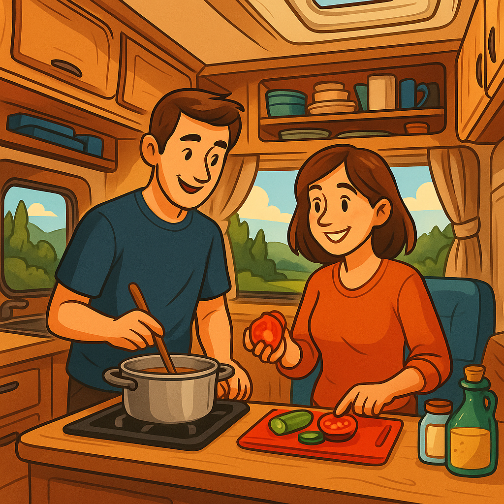 <p>Cucina in camper: 5 ricette facili e veloci da fare in viaggio.</p>
