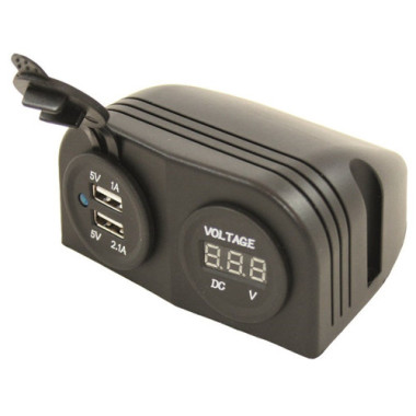 Caricatore USB Con Voltmetro Con Supporto Montaggio 