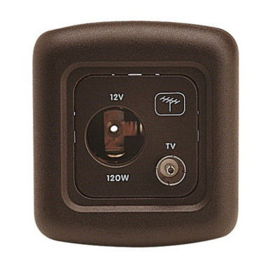 Presa 12 V Senza Cornice-Satellite Auto + TV Marrone 