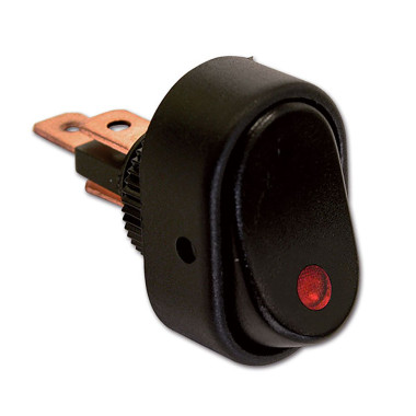 Interruttore nero con LED rosso - 12 V 