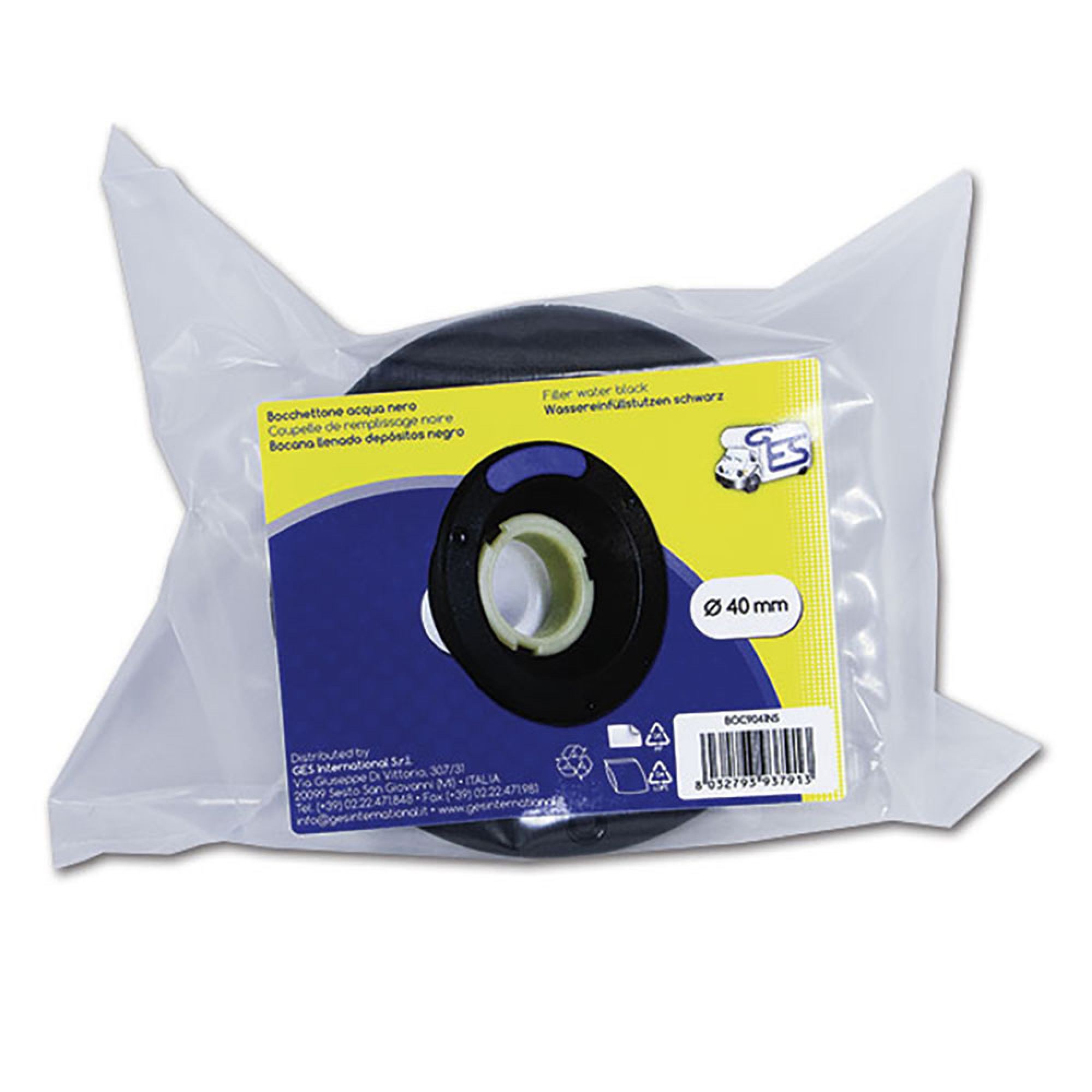 Bocchettone acqua • Ø 40 • nero • sacchetto 1