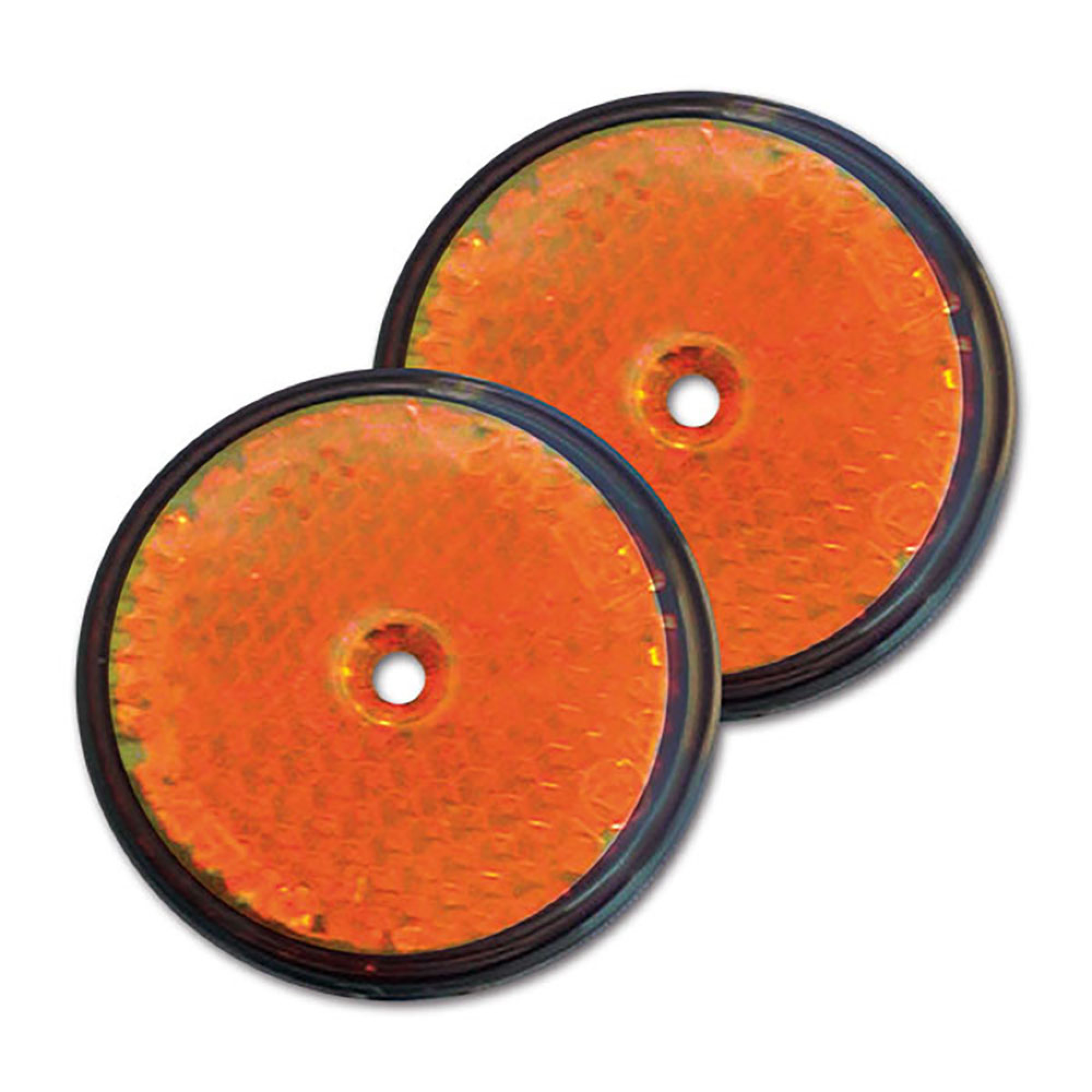 Catadiottro Ø 60 arancio con foro • blister 2