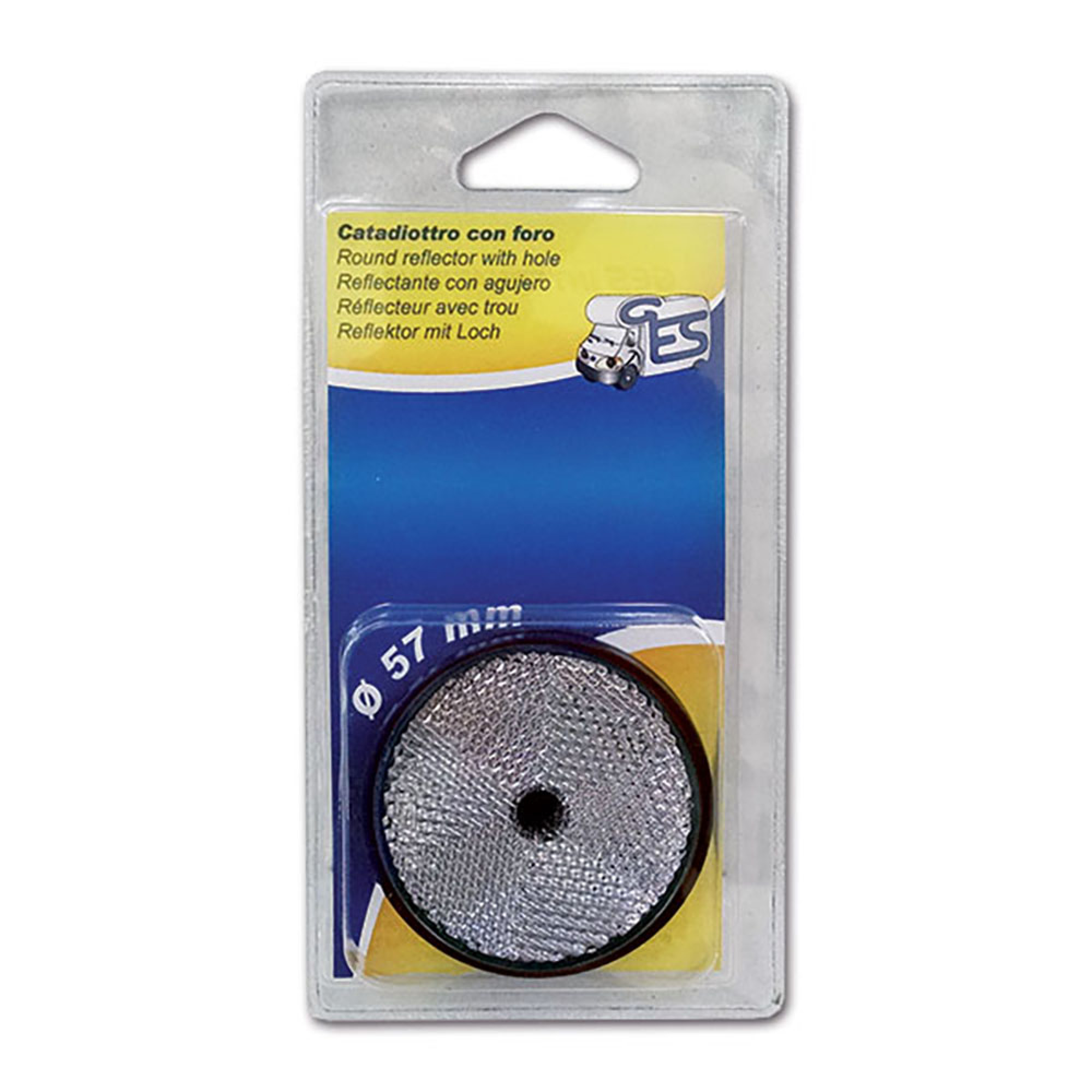 Catadiottro Ø 60 bianco con foro • blister 1