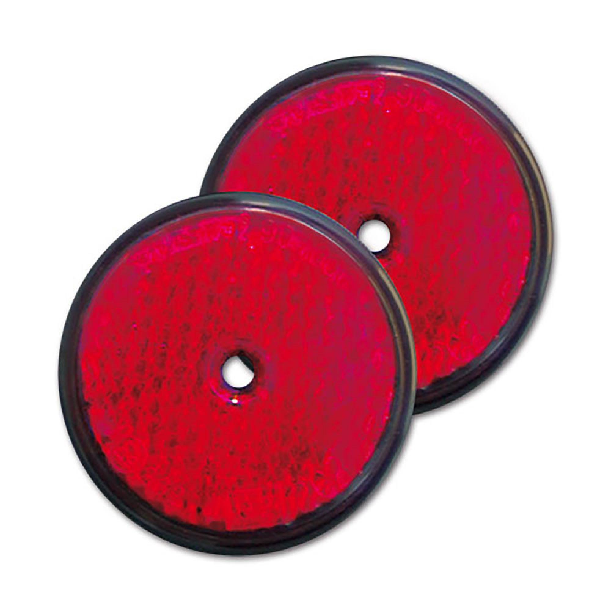 Catadiottro Ø 60 rosso con foro • blister 2