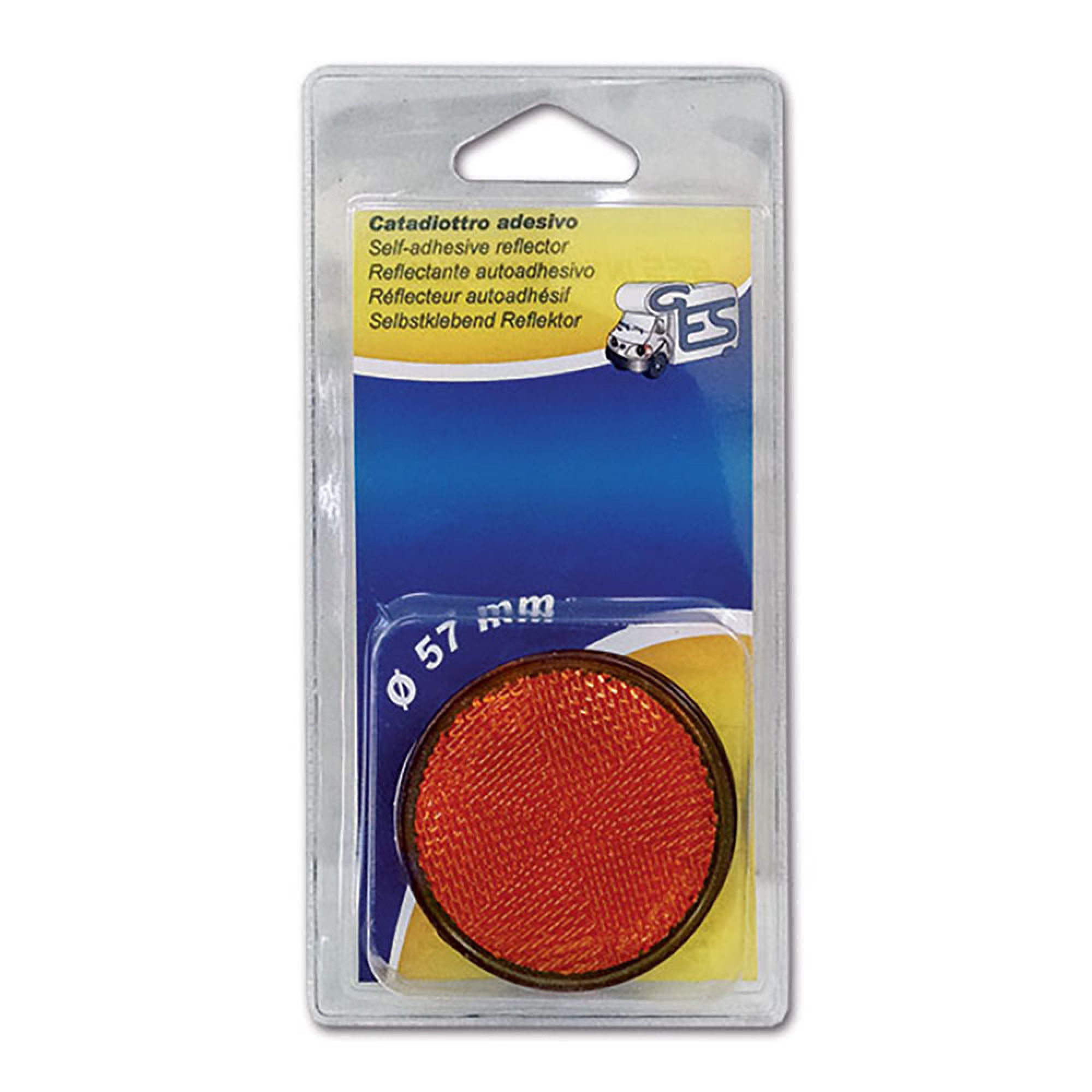 Catadiottro Ø 60 arancio con adesivo • blister 1
