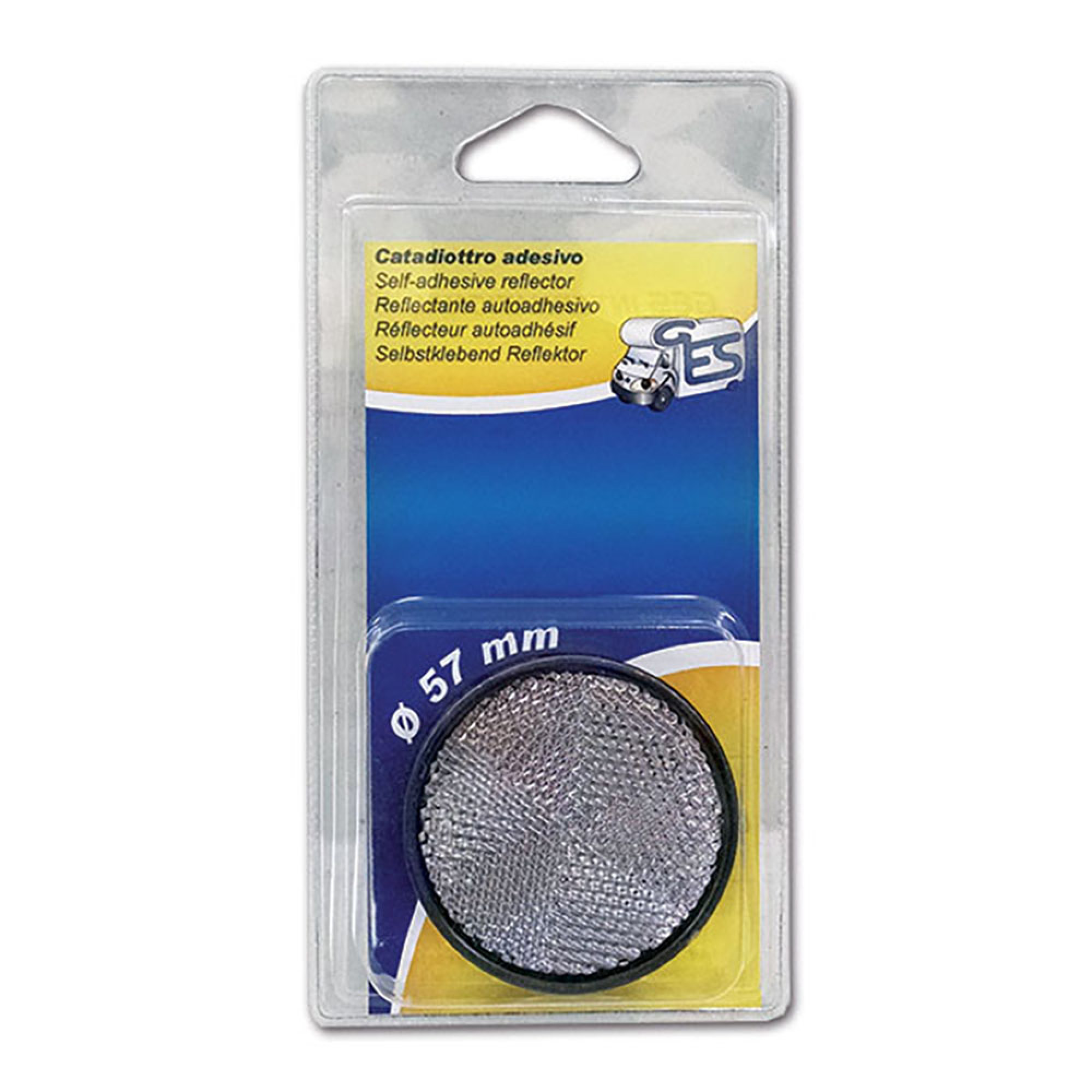 Catadiottro Ø 60 bianco con adesivo • blister 1