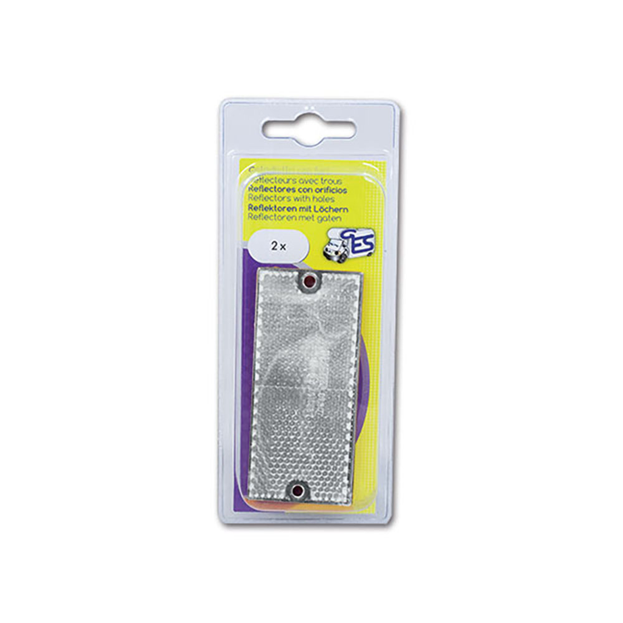 Catadiottro 90 x 40 mm con fori bianco • blister 1