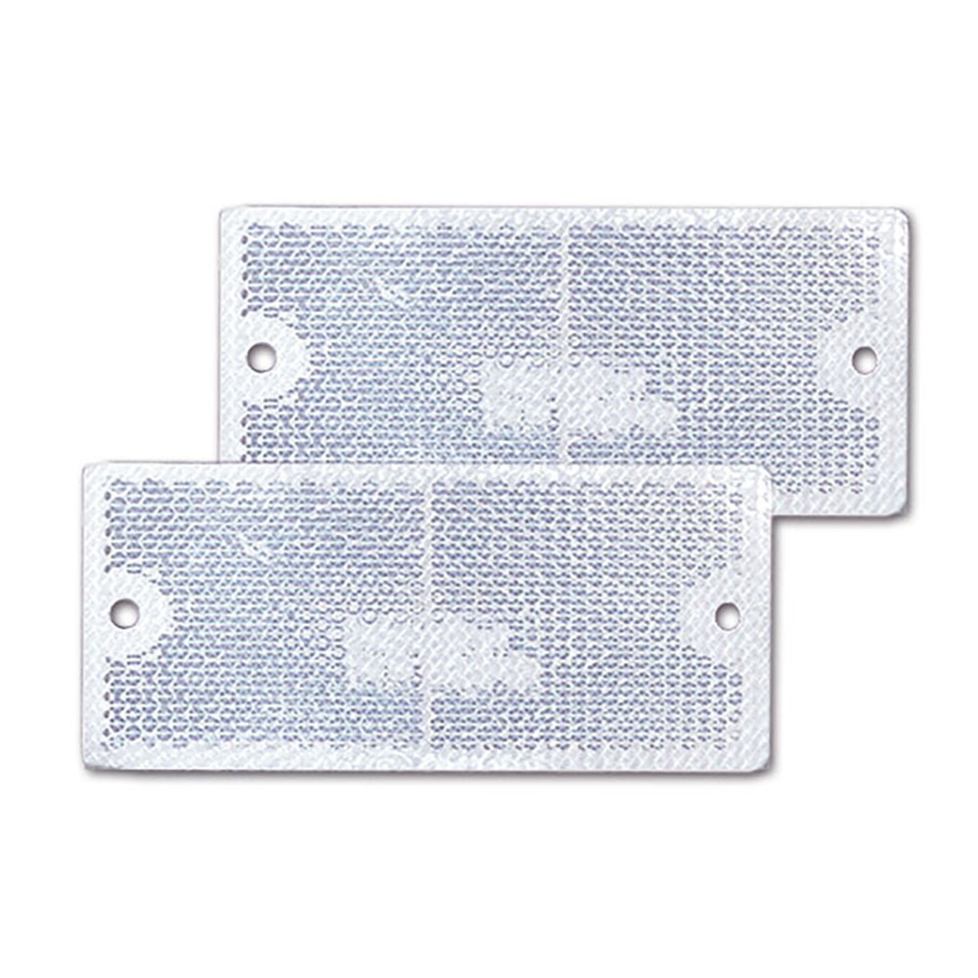 Catadiottro 90 x 40 mm con fori bianco • blister 2