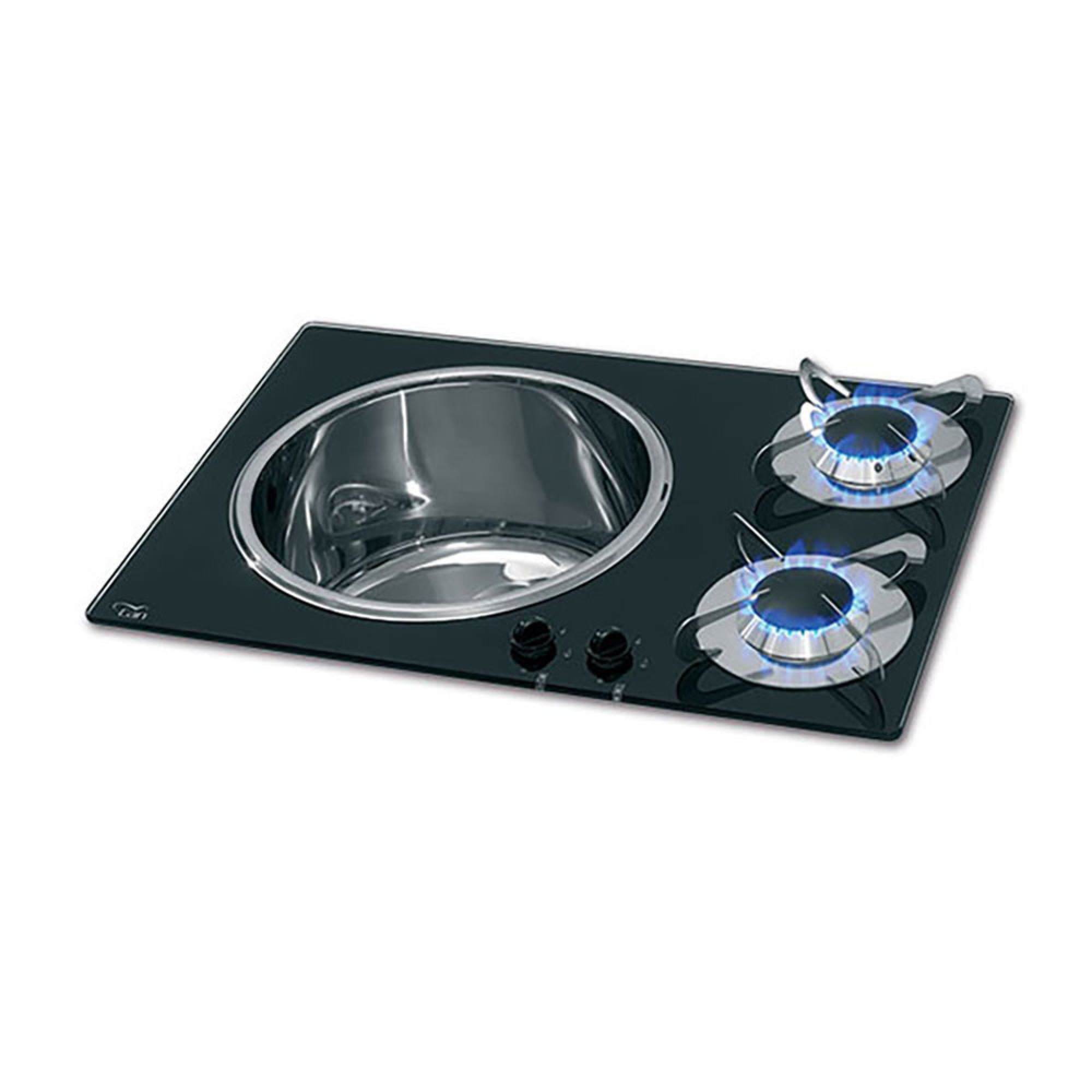 Piano cottura Crystal 2 fuochi con lavello 1