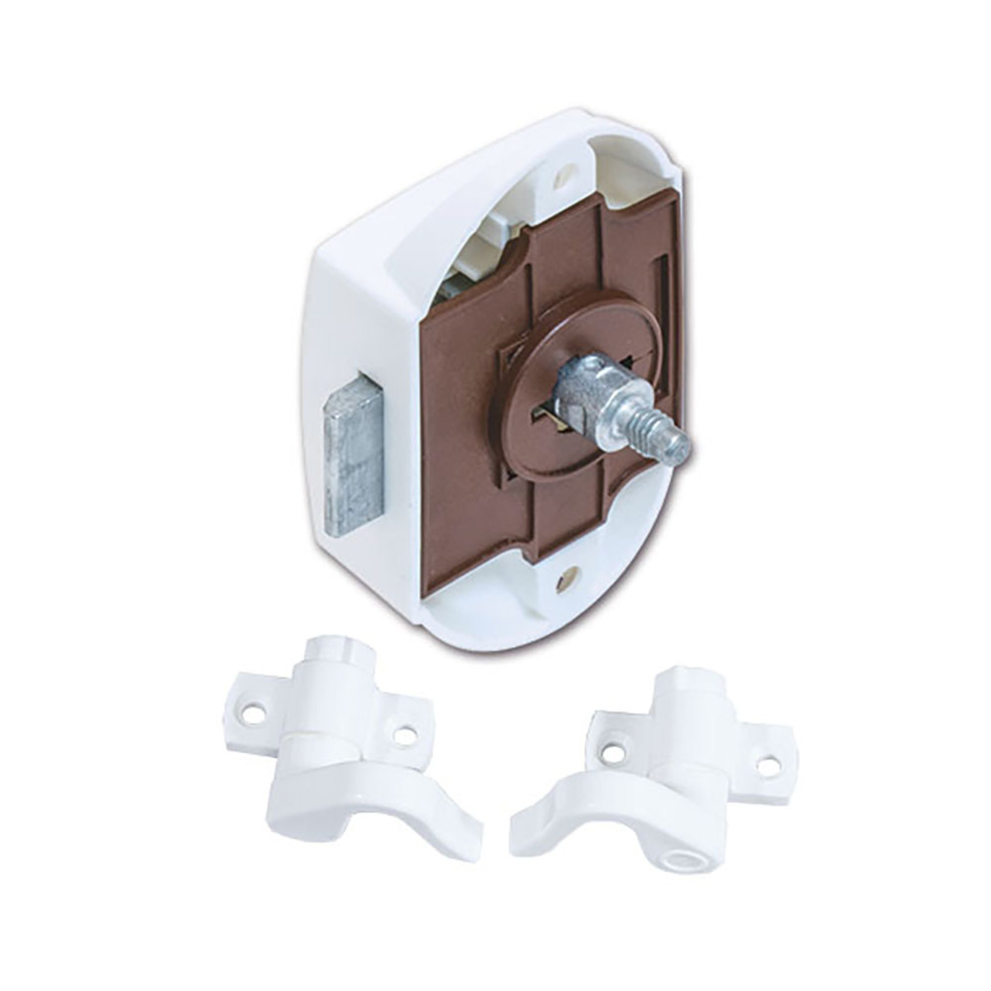 Push-Lock unilaterale bianco con ganci - blister 3