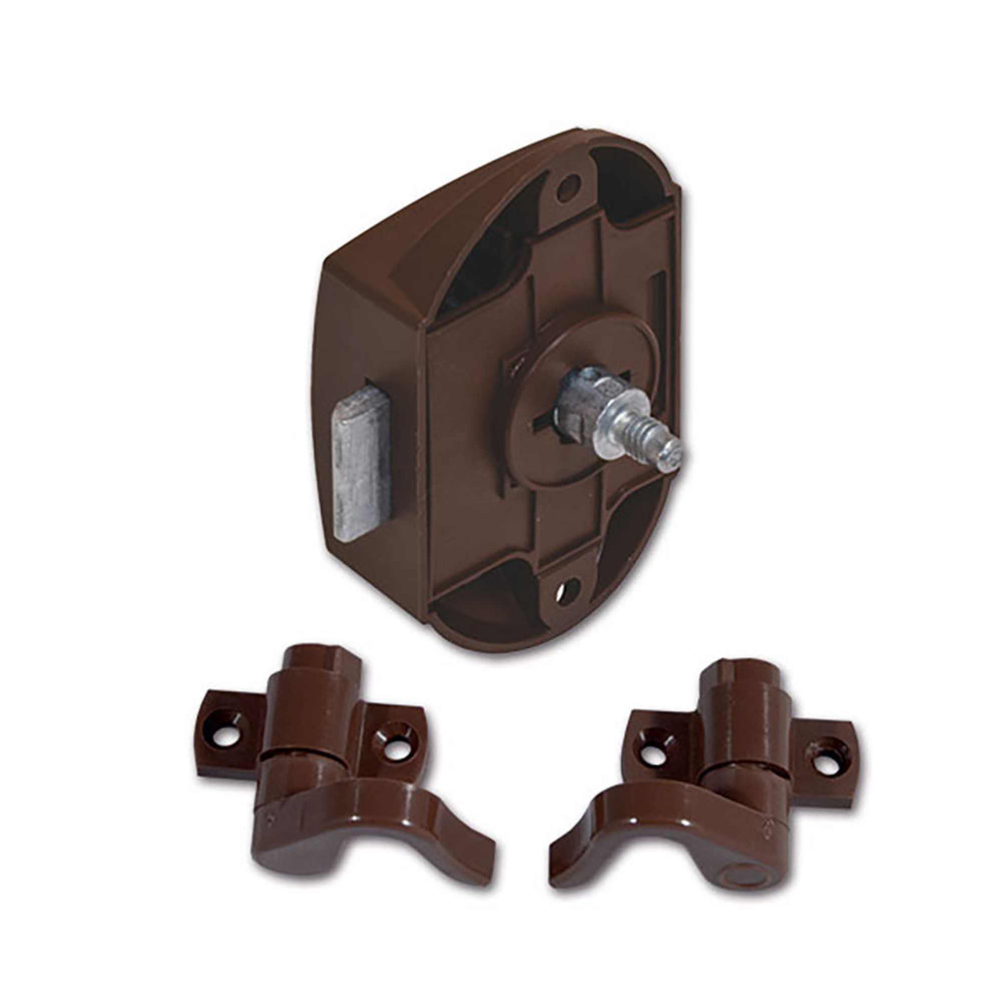 Push-Lock unilaterale marrone con ganci - blister 3