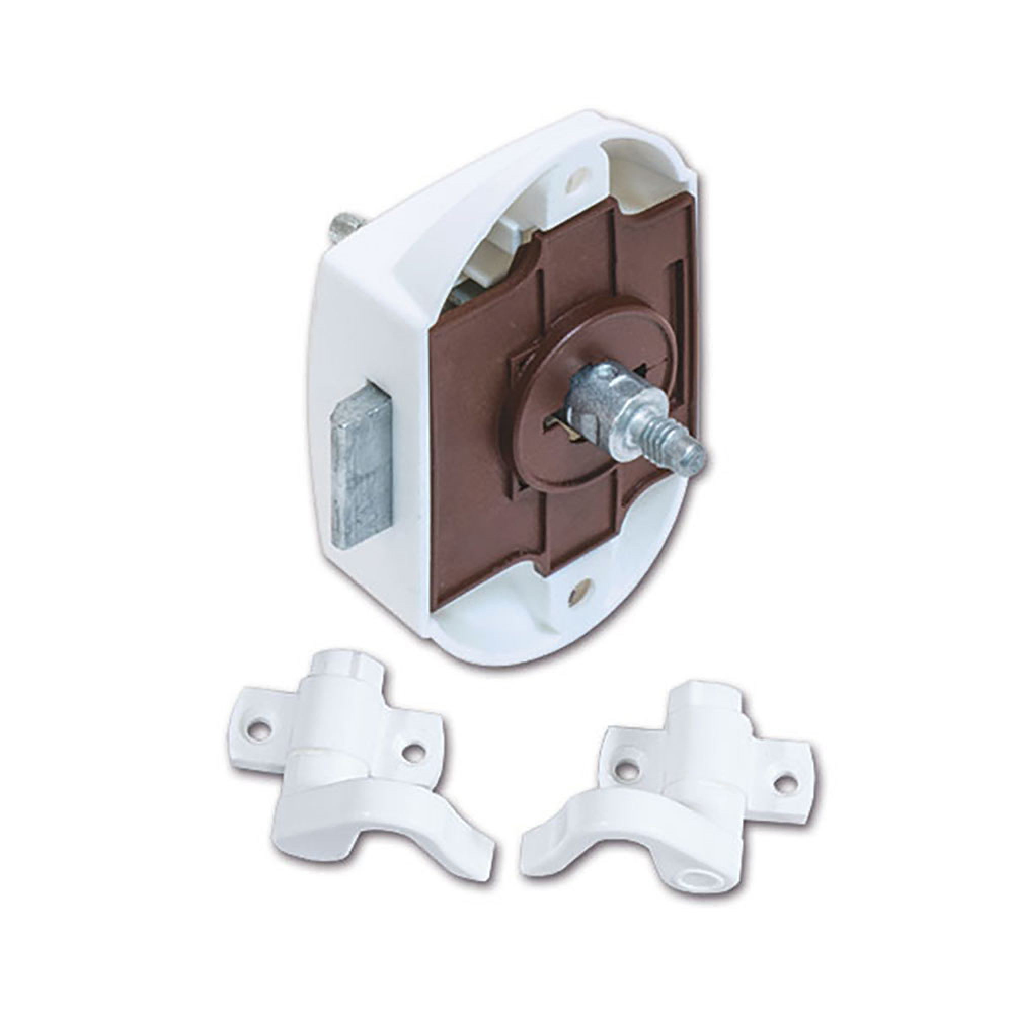 Push-Lock bilaterale bianco con ganci - blister 3