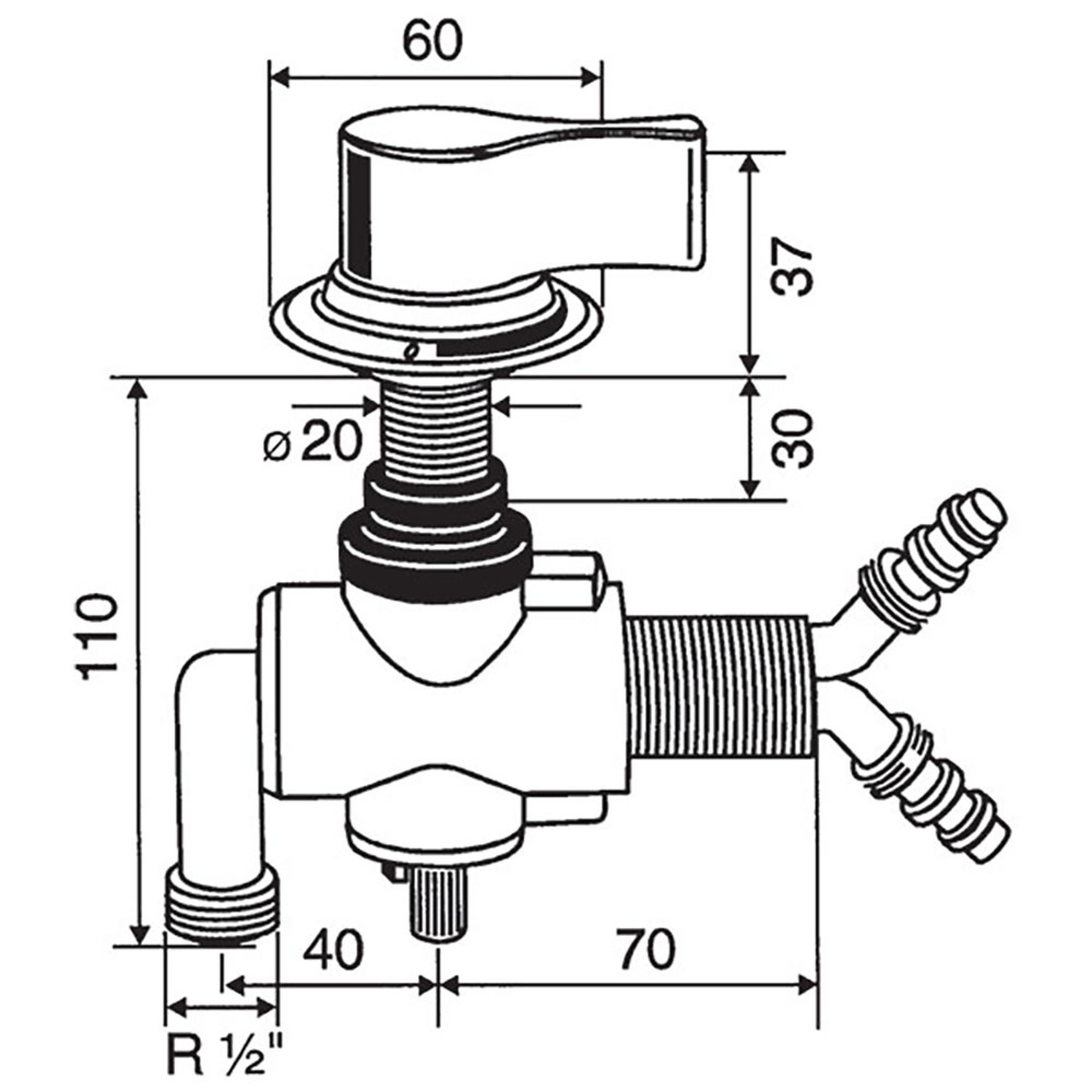 Miscelatore sottotavolo manopola bianca 2