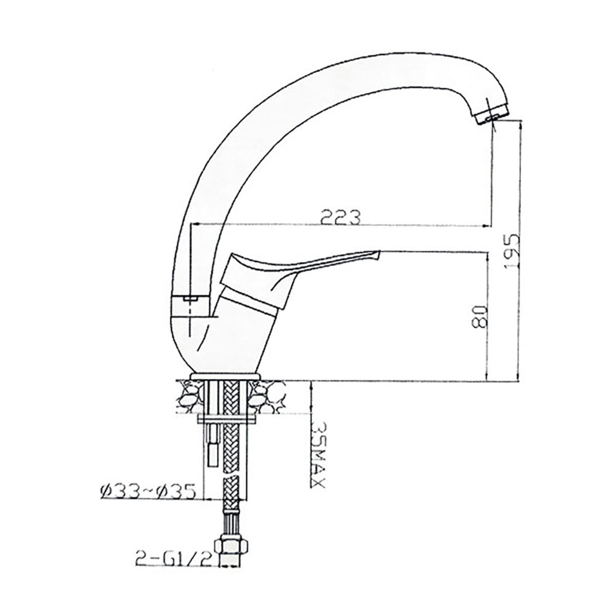 Miscelatore con canna curva girevole • Ø 33 / 35 mm 2