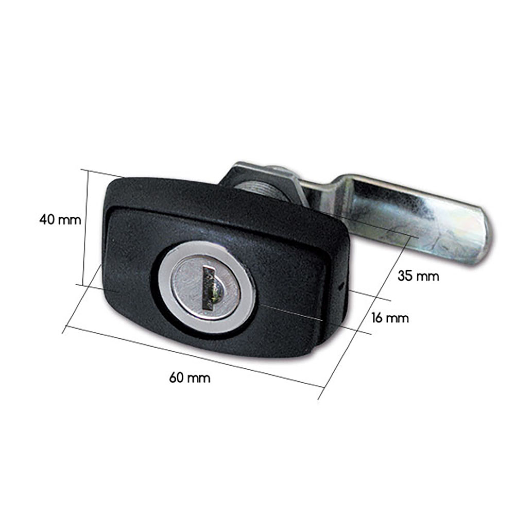 Serratura 1046 nera con cilindretto e chiave - blister 3