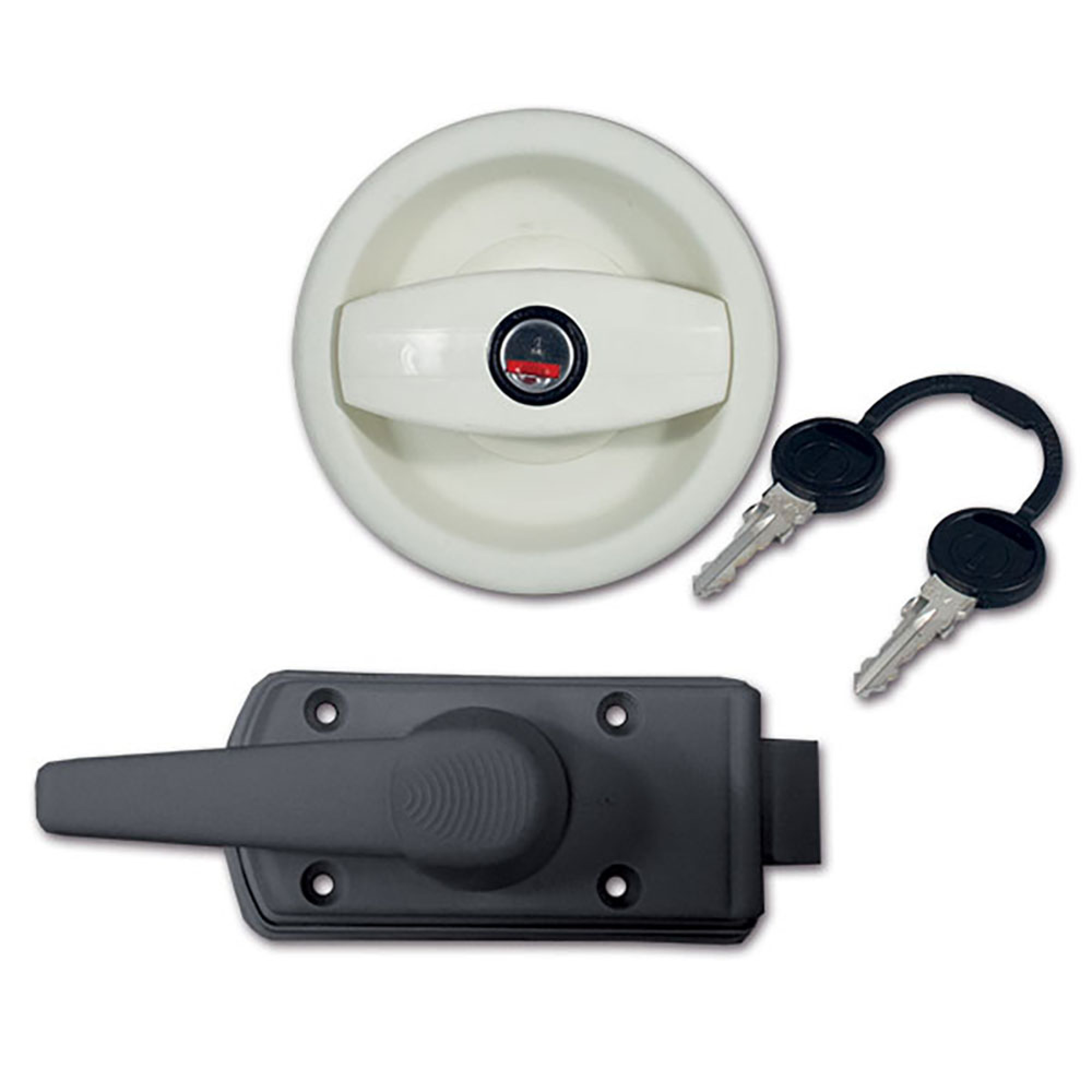 Serratura Europa completa bianca con maniglia destra in blister 2