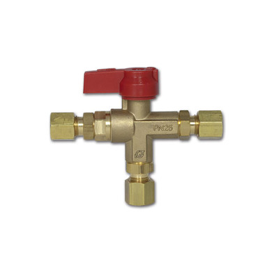 Rubinetto a T Ø 8 mm ad inversione 1